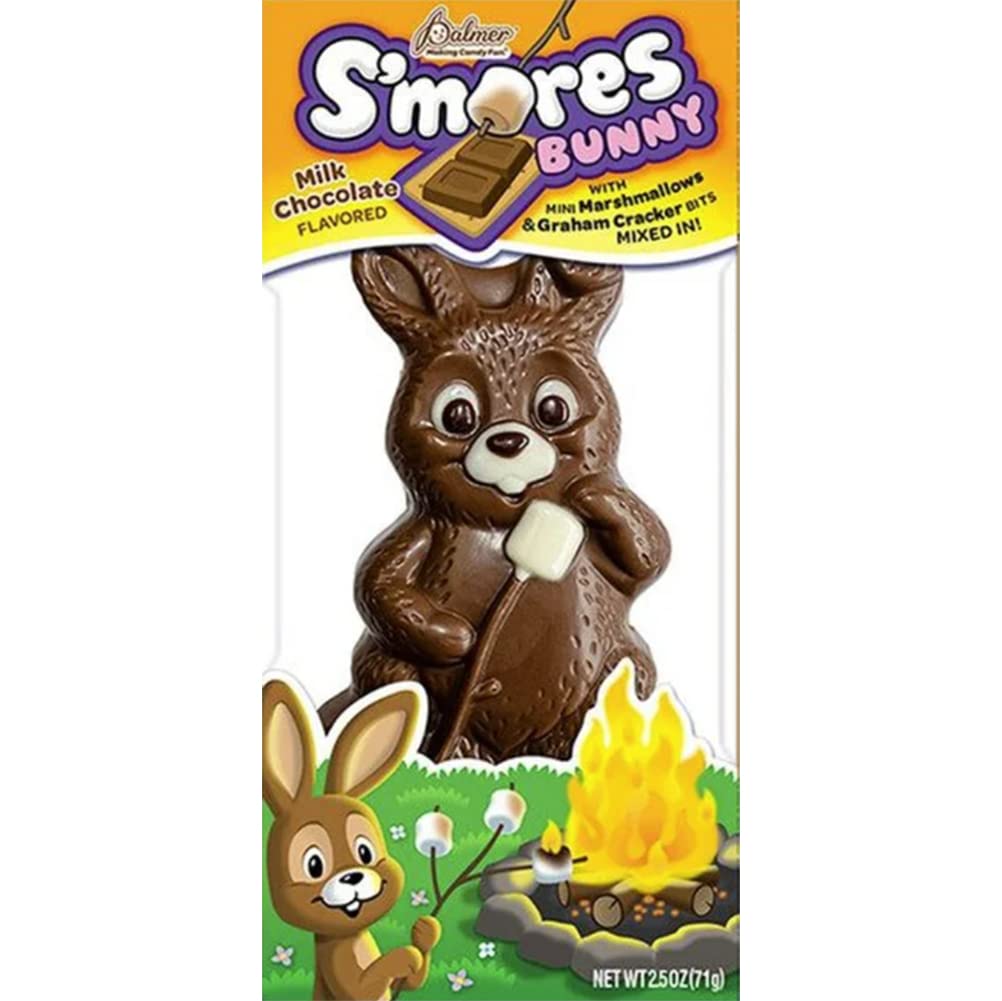Fruidles Easter S'Mores Bunny Solid Big Milk Chocolate, Holiday Treats, Milk Chocolate Flavored With Graham Cracker Bits And Min