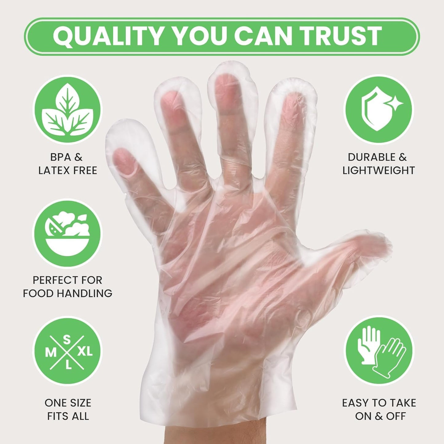 Keppi 1200Pcs Plastic Gloves - Bpa & Latex Free - Perfect Food Handling Gloves - Food Safe Disposable Gloves For Cooking - Bulk
