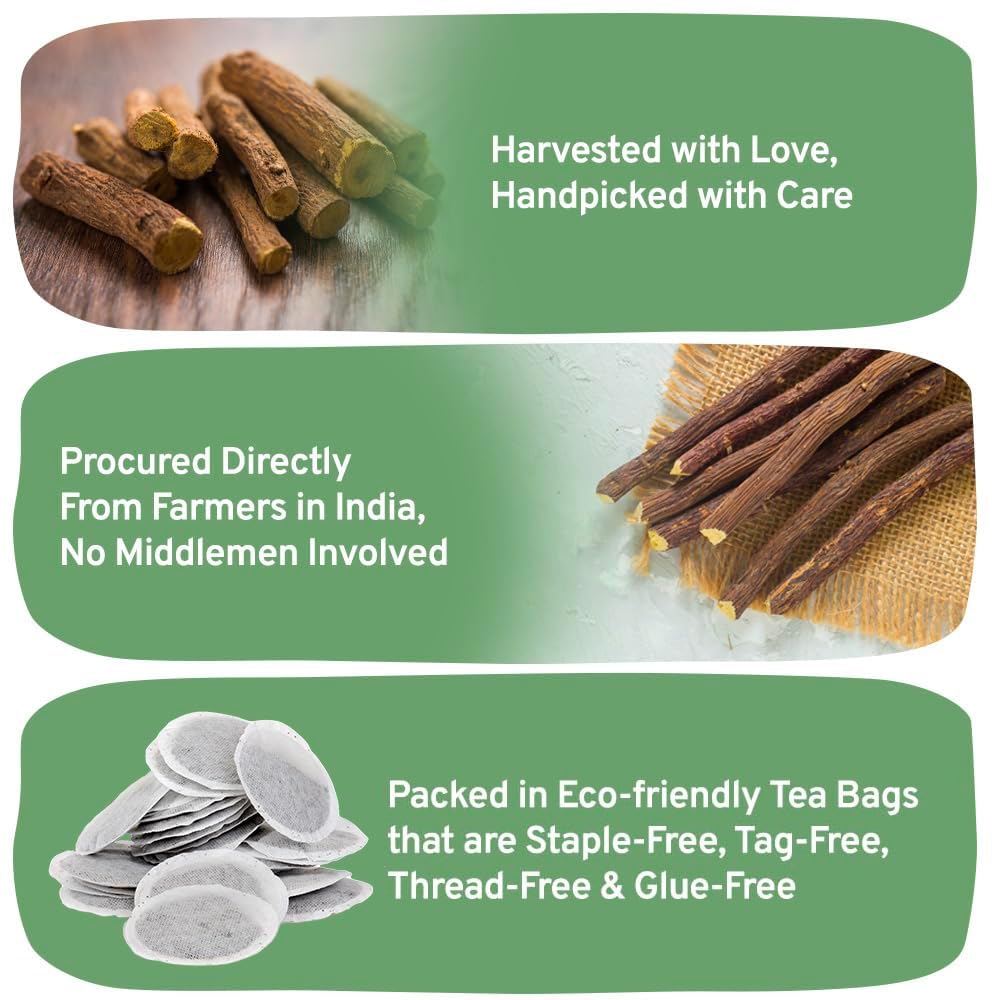 HANDPICK Licorice Root Herbal Tea Bags - Non-GMO, Caffeine-Free, 50 Count, Eco-conscious Round Bags