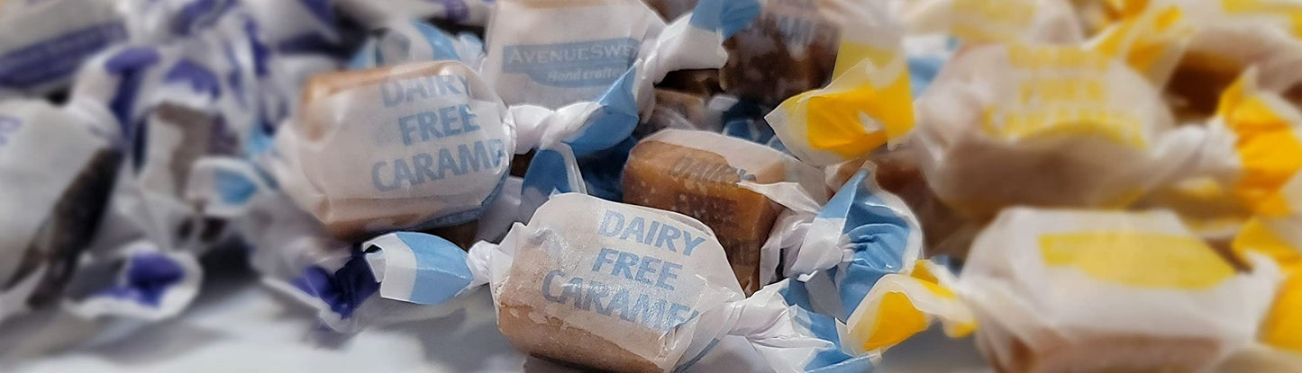 Avenuesweets - Handcrafted Dairy-Free Vegan Individually Wrapped Soft Caramels - 3 X 5.2 Oz Boxes - Trio