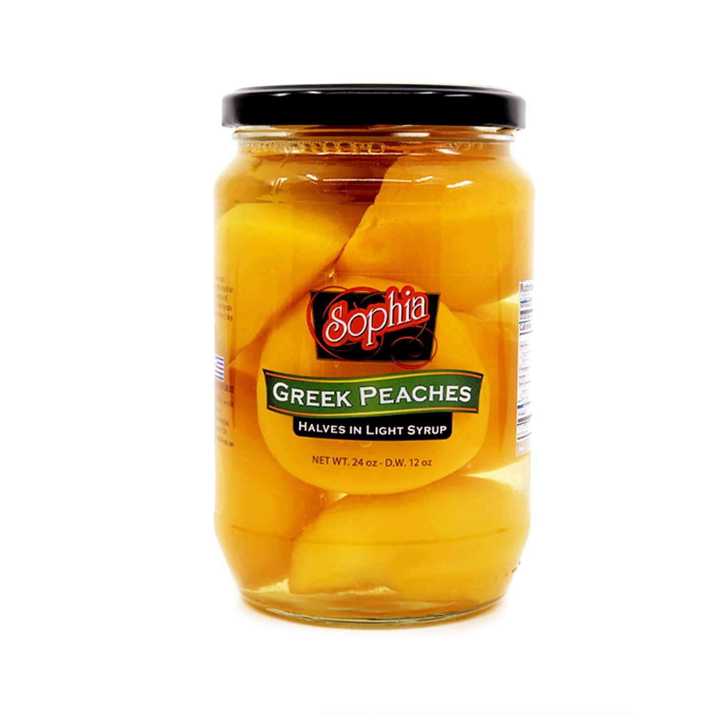Sophia Greek Peach Halves 24oz (2-pack) | Canned Yellow Peaches from Greece in Light Syrup | Whole Peach Halves for Fruit Salad,