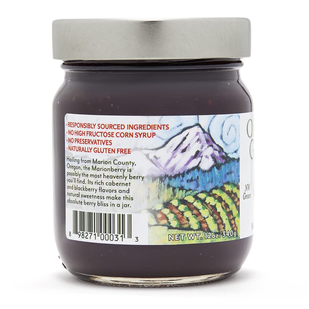 Oregon Growers Marionberry Fruit Spread - Marionberry Jam Made In Oregon, Blackberry Jam, Blackberry Fruit Spread, All Natural Ingredients, Non-Gmo - 12 Oz (Pack Of 6)
