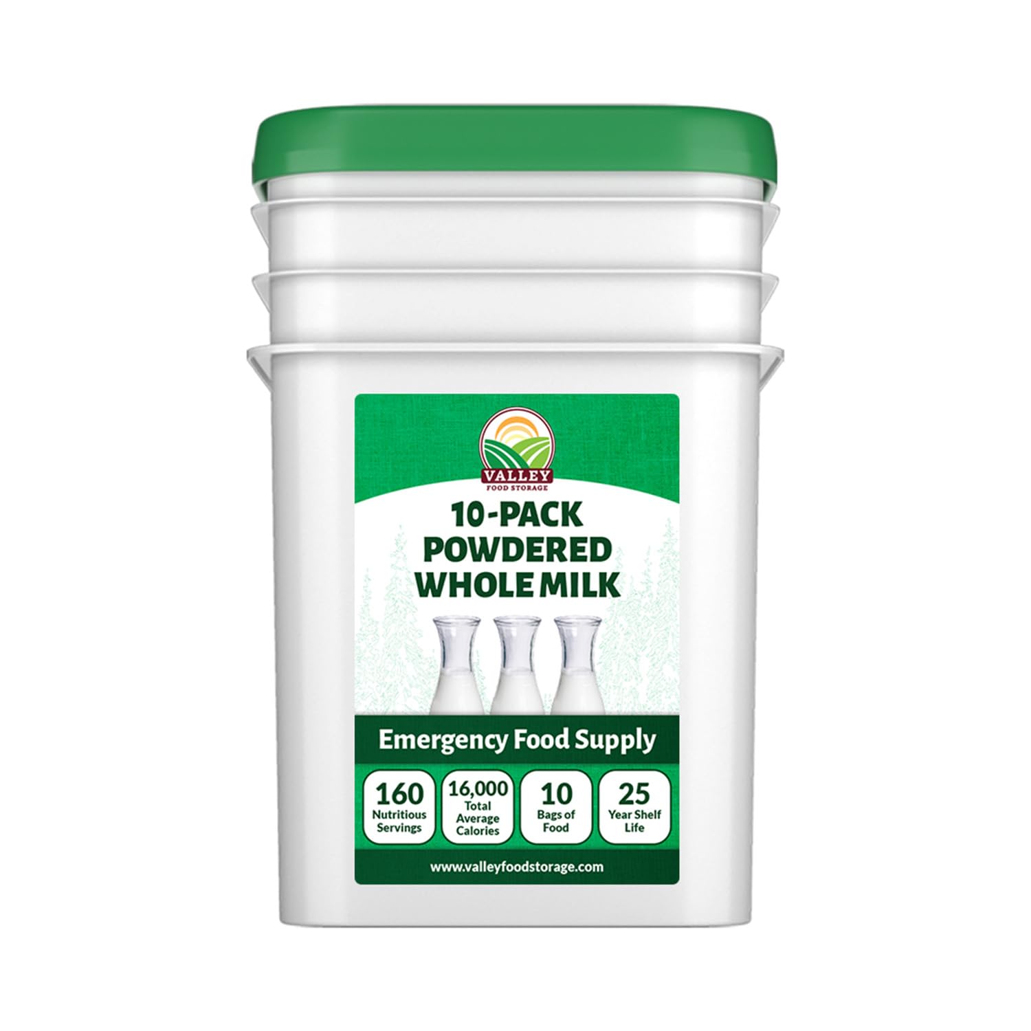 Valley Food Storage Whole Milk Powder | Contains Vitamin A & Vitamin D | Powdered Milk Long Term Storage, 25 Year Shelf Life | C