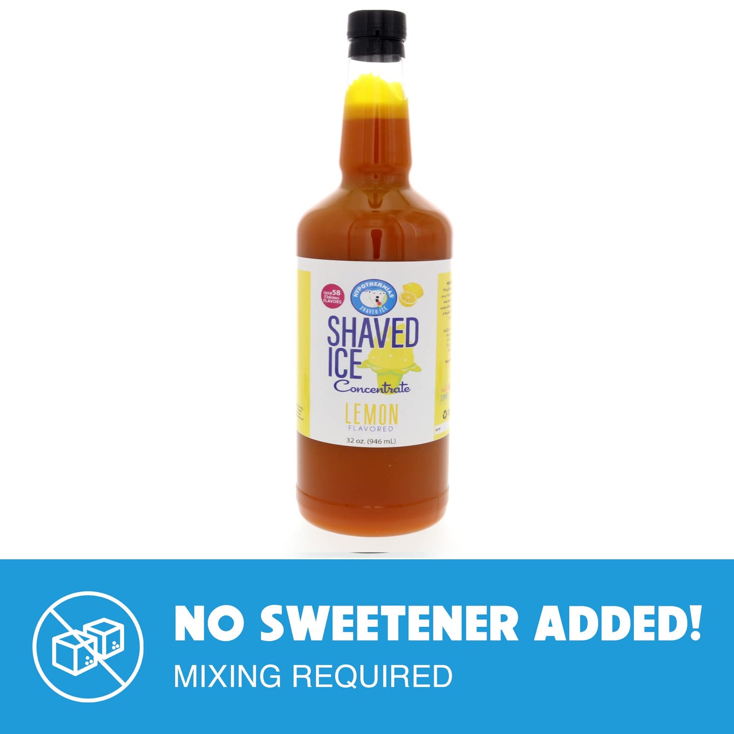 Hypothermias Shaved Ice Syrup Concentrate - Lemon Flavor - 32 Fl Oz Quart - Unsweetened - Makes 8 Gallons