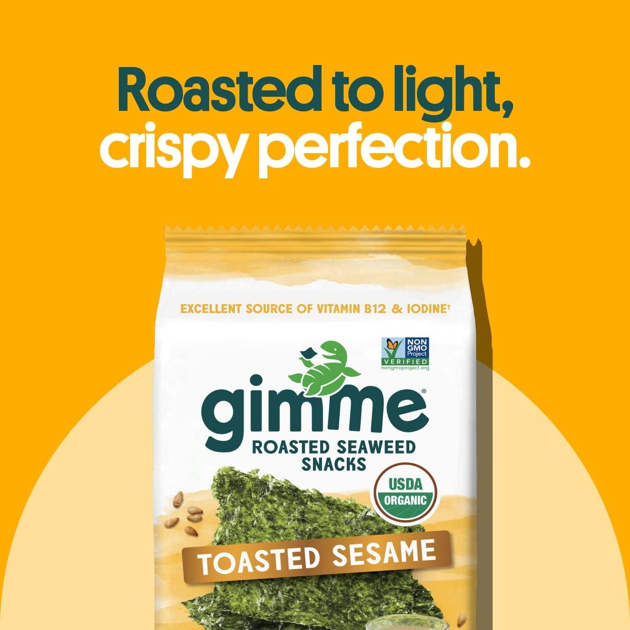 Gimme Seaweed - Toasted Sesame - 12 Count Sharing Size - Organic Roasted Seaweed Sheets - Keto, Vegan, Gluten Free - Great Sourc