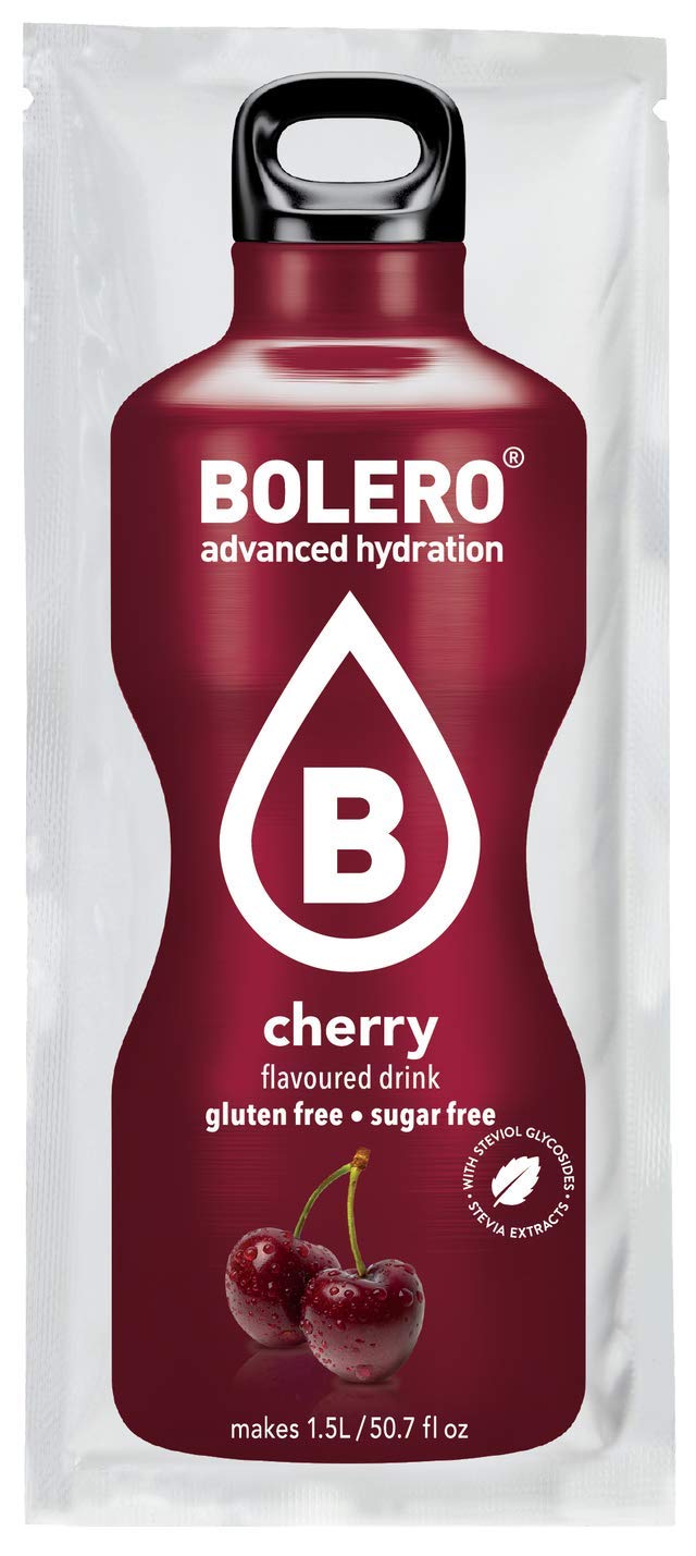 BOLERO Cherry Flavored Sugar Free Drink Mix, Pack of 12 Sachets, Makes 1/2 Gallon Strong Flavor or 1 Gallon Mild Flavor