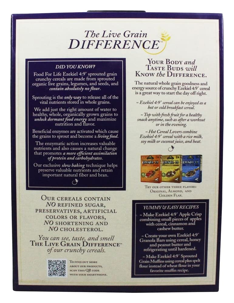 Food For Life Baking Co. Cereal - Organic - Ezekiel 4-9 - Sprouted Whole Grain - Cinnamon Raisin - 16 oz - case of 6