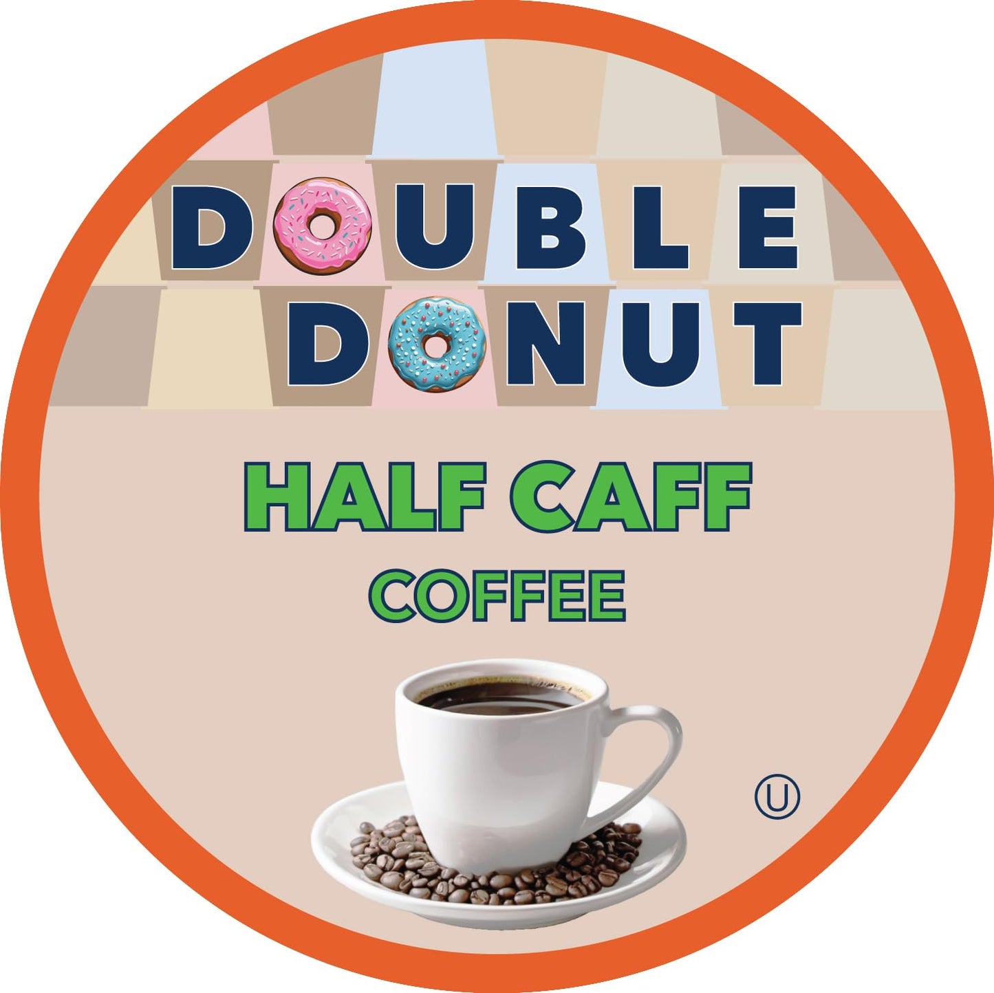 Double Donut Coffee Pods - Half Caff Medium Roast, 24 Count, Compatible with Keurig K Cup malt-inspired, Brown