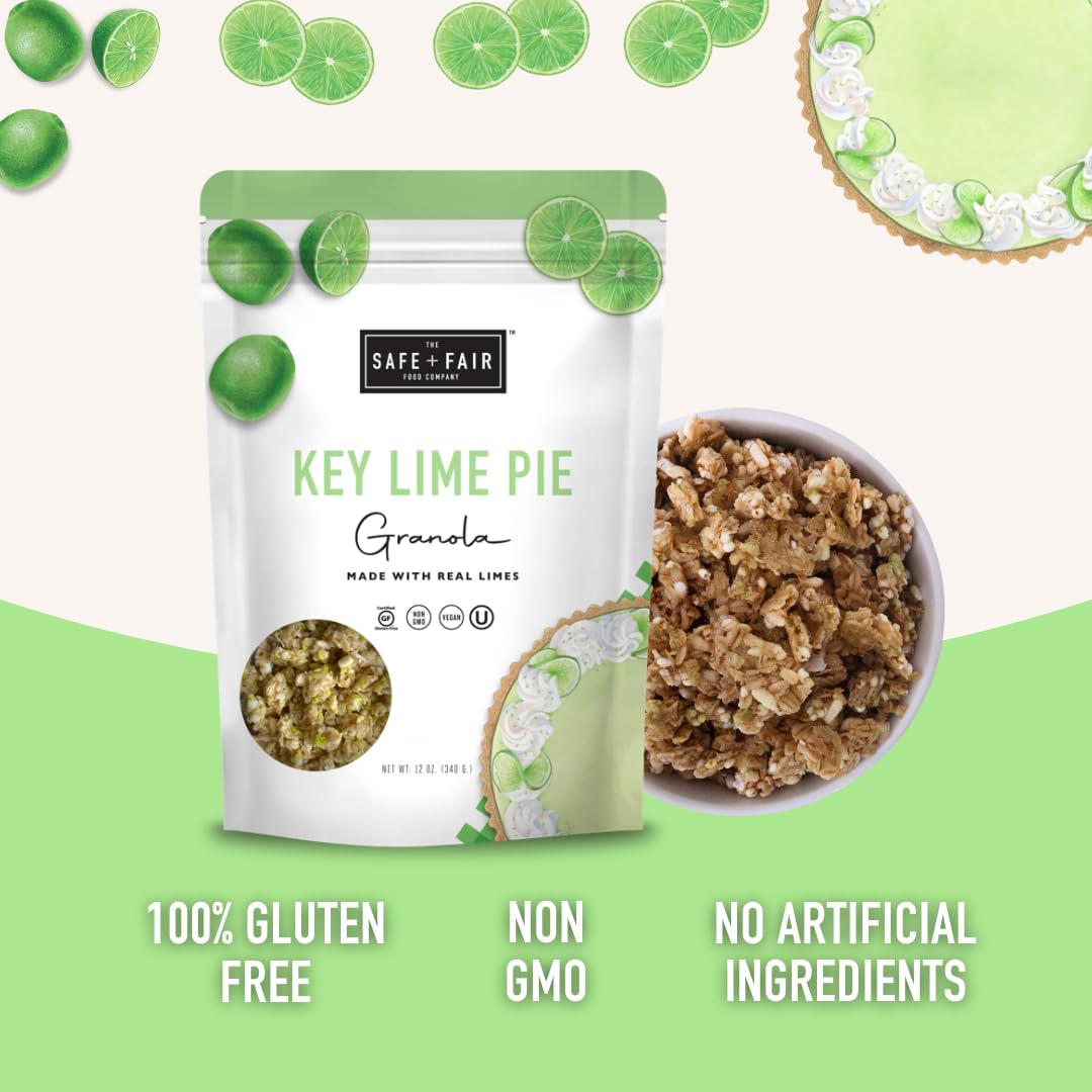 Safe + Fair Key Lime Pie Granola - Gluten-Free, Dairy Free And Vegan Breakfast, Snack Or Dessert - Free From Top 9 Allergens, Tr