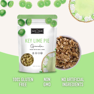 Safe + Fair Key Lime Pie Granola - Gluten-Free, Dairy Free And Vegan Breakfast, Snack Or Dessert - Free From Top 9 Allergens, Tr