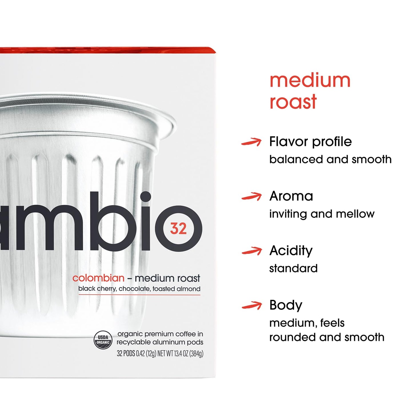 Cambio Roasters Colombian Organic Coffee K Cups for Keurig  Medium Roast Coffee K-Cup  Only Aluminum Keurig K Cups with Organic Beans  More Flavor & Longer Lasting Freshness  Medium Roast  60 count