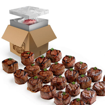Grumpy Butcher Large Filet Mignon Steak (8 Oz Each, 24 Pack) | Steak House Size Beef Tenderloin Center Cut | Bulk Steak Case