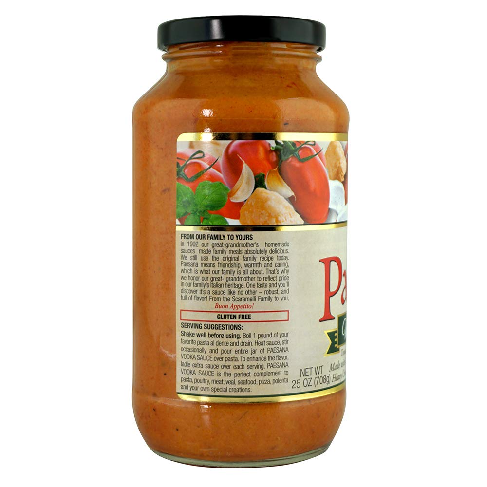 Paesana Traditional spirit-inspired flavor Pasta Sauce, Gluten Free, 100% Imported Italian Tomatoes, 25 oz (2 Pack)