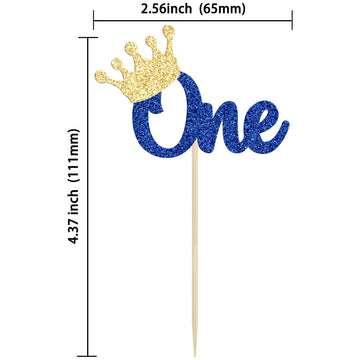 Gyufise 24Pcs First Birthday Cupcake Toppers Glitter Crown One Cupcake Picks Baby Shower 1St Birthday Cake Decorations Party Sup
