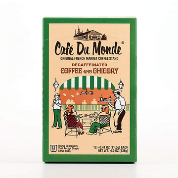 Cafe Du Monde Decaf Coffee and Chicory Single Serve Cups, Box of 12, 58.8 oz