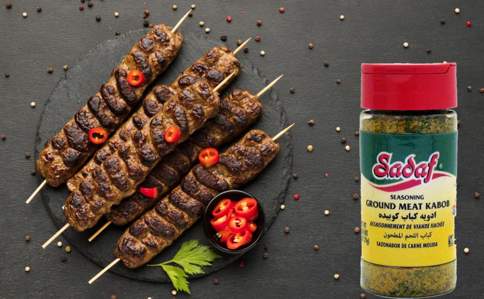 Sadaf Ground Meat Kabob Seasoning - Persian Spice for Kebab - 2.5 Oz Bottle with Shaker Top
