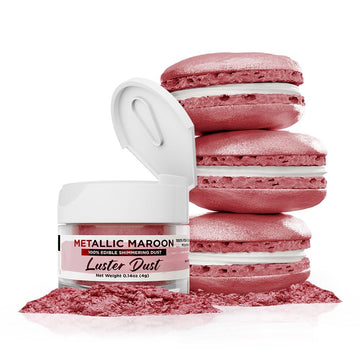 Luster Dust - Metallic Maroon (4g 1x Pump) | Edible Vegan Dust & Paint for Cake Decorating, Ice Cream, Desserts, Cocktails and B