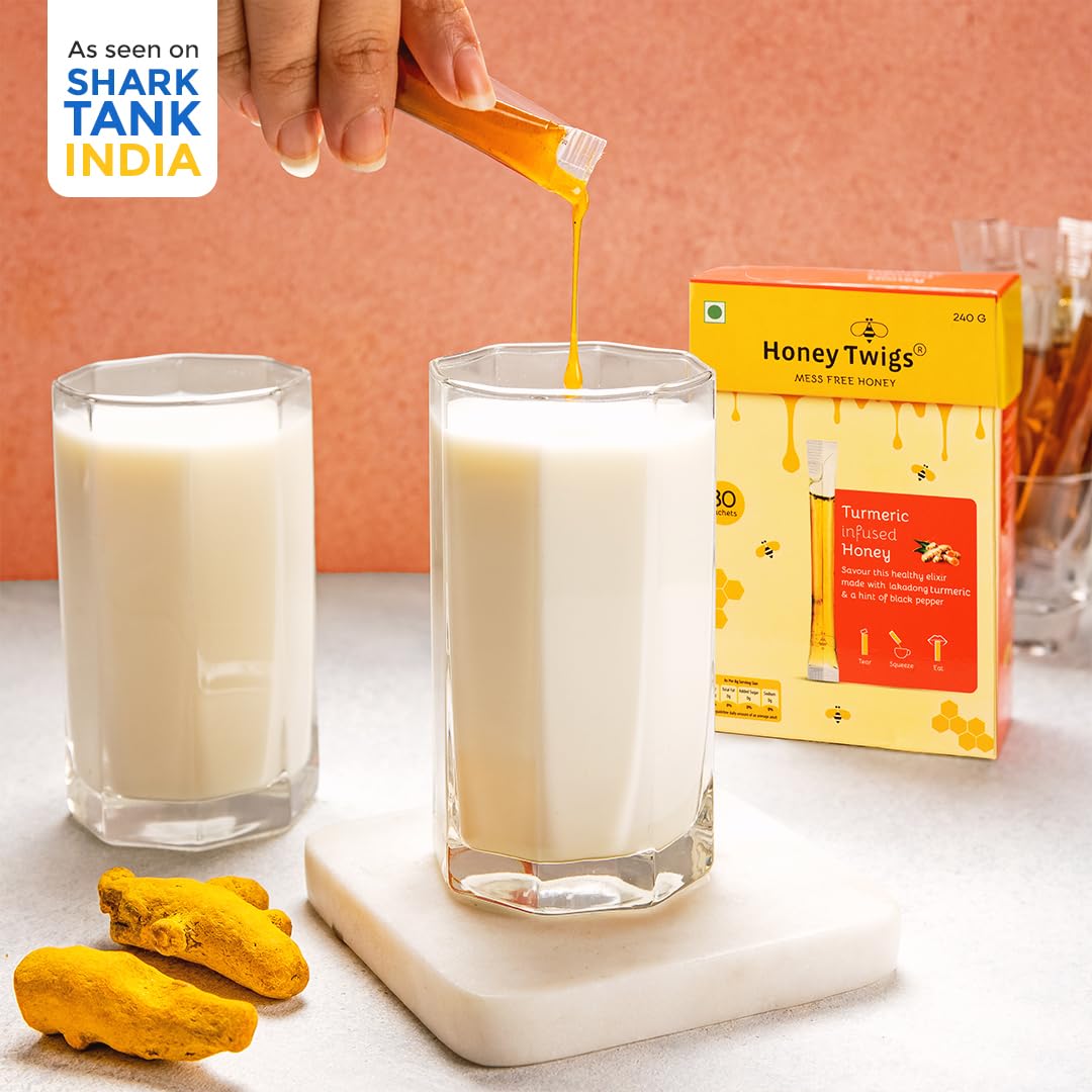 Honey Sticks (By Honey Twigs) - Turmeric Infused Honey To Support Immunity | 30 Count Single Serve Honey Straws - 8.47 Oz Per Pa