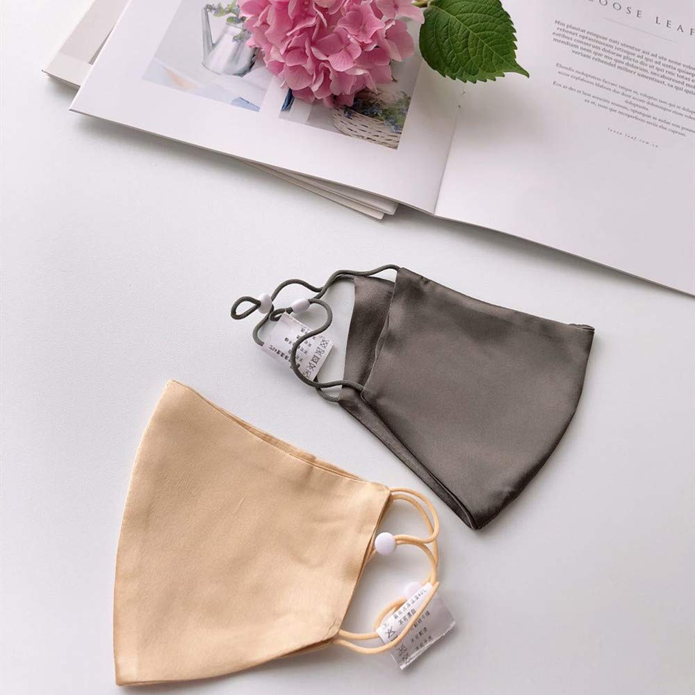 Silk Face Mask For Women Grey Mask Reusable Breathable Mask For Men-Dark Gray
