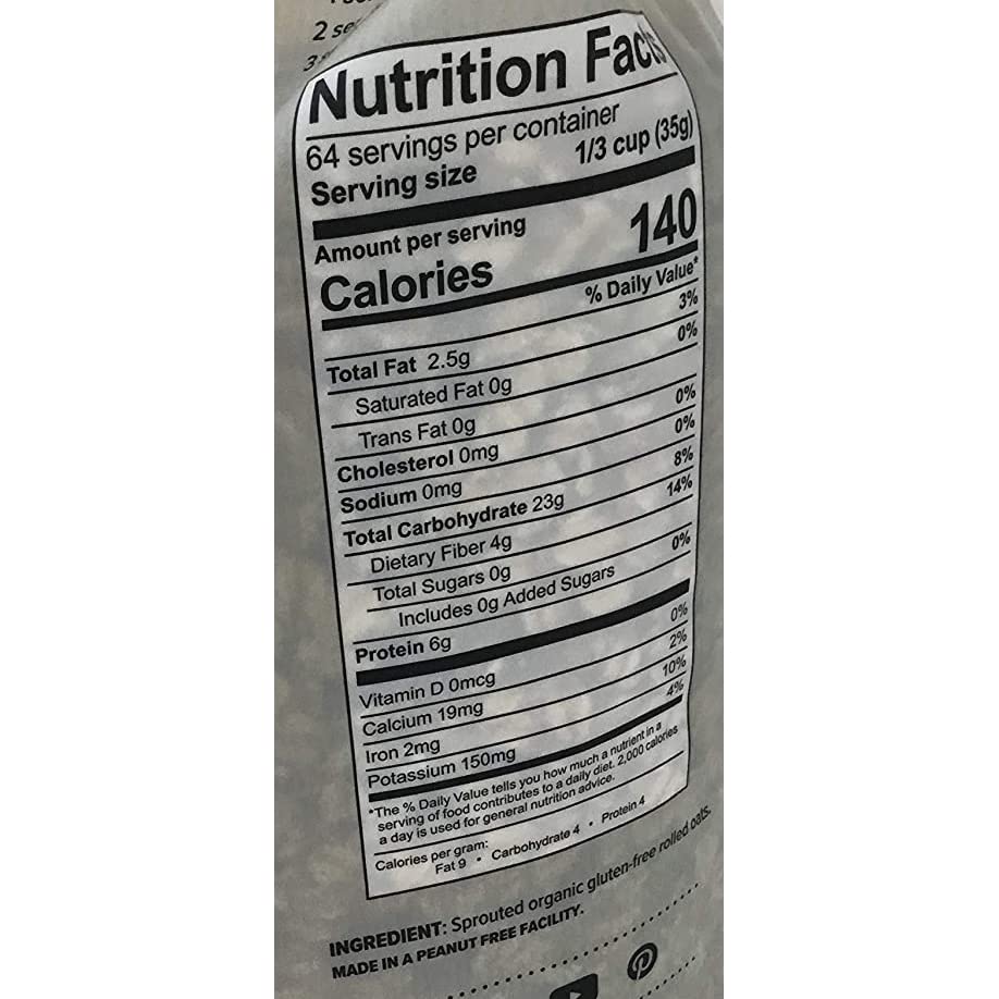 One Degree Gluten Free Sprouted Rolled Oats - 80 Ounce (5 lbs) - Organic, Non-GMO, Healthy Breakfast Option
