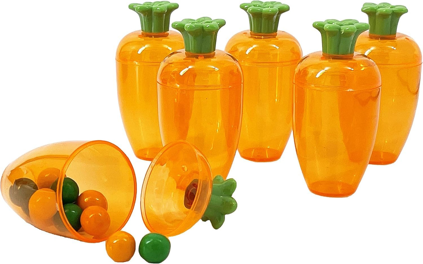 The Dreidel Company Fillable Easter Carrots, 5.5 Plastic Containers, 24-Pack, Bright Orange