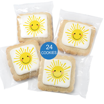 Sun Cookies Beach Party Pool Favors Individually Wrapped Sun Them | 24 Pack Bulk For Kids Birthday Party Sugar Cookie
