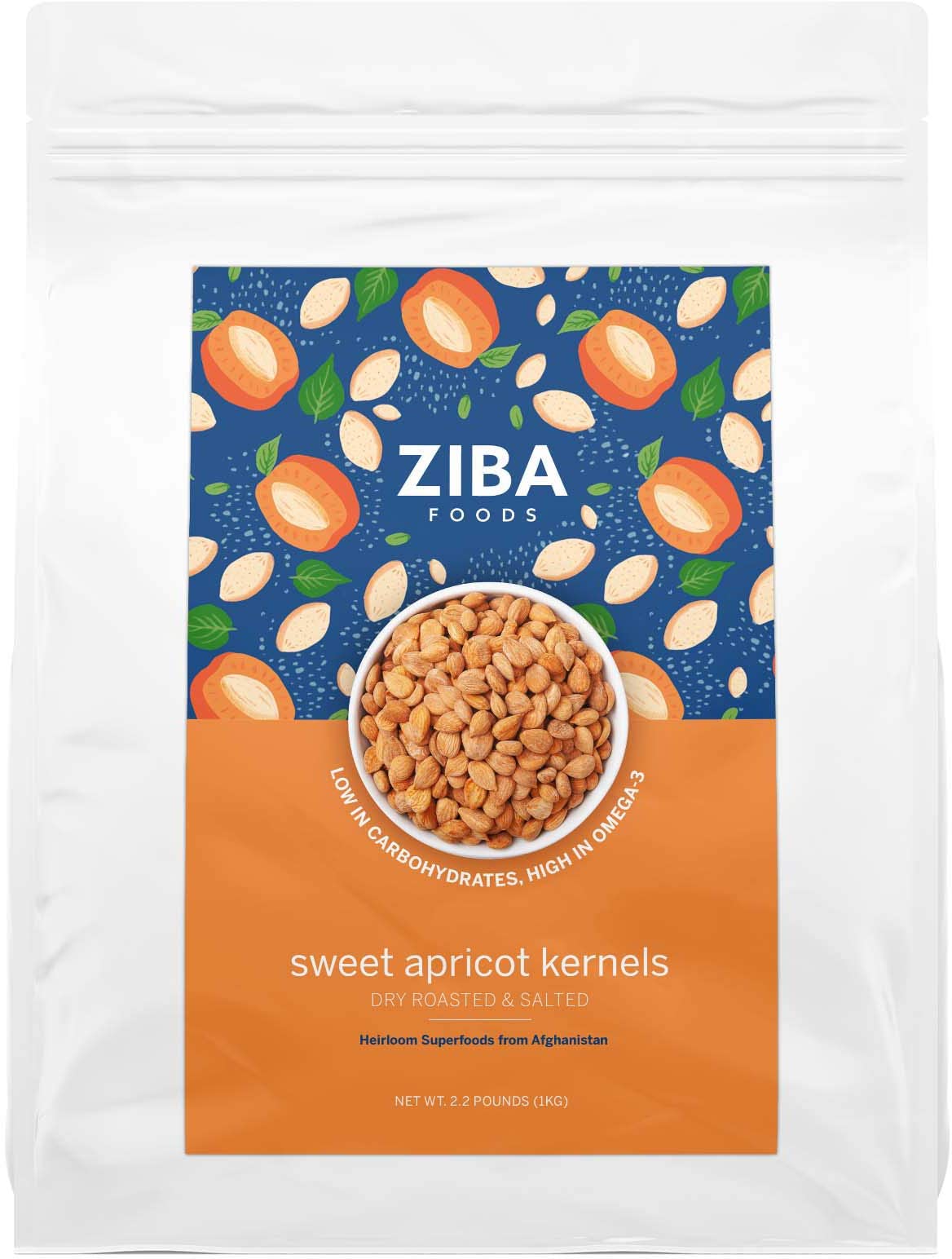 Ziba Foods Wild Grown Sweet Apricot Kernels, Non-GMO, Vegan, 2.2 lbs