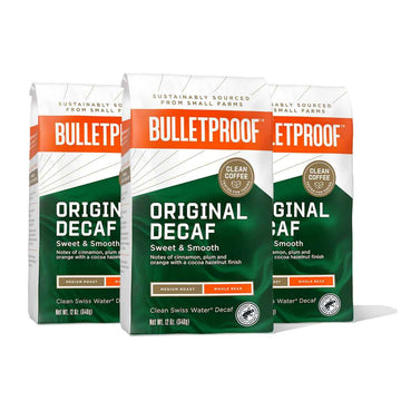 Bulletproof Original Medium Roast Whole Bean Decaf Coffee, 12 Ounces (Pack Of 3), 100% Arabica Coffee Sourced From Central And S
