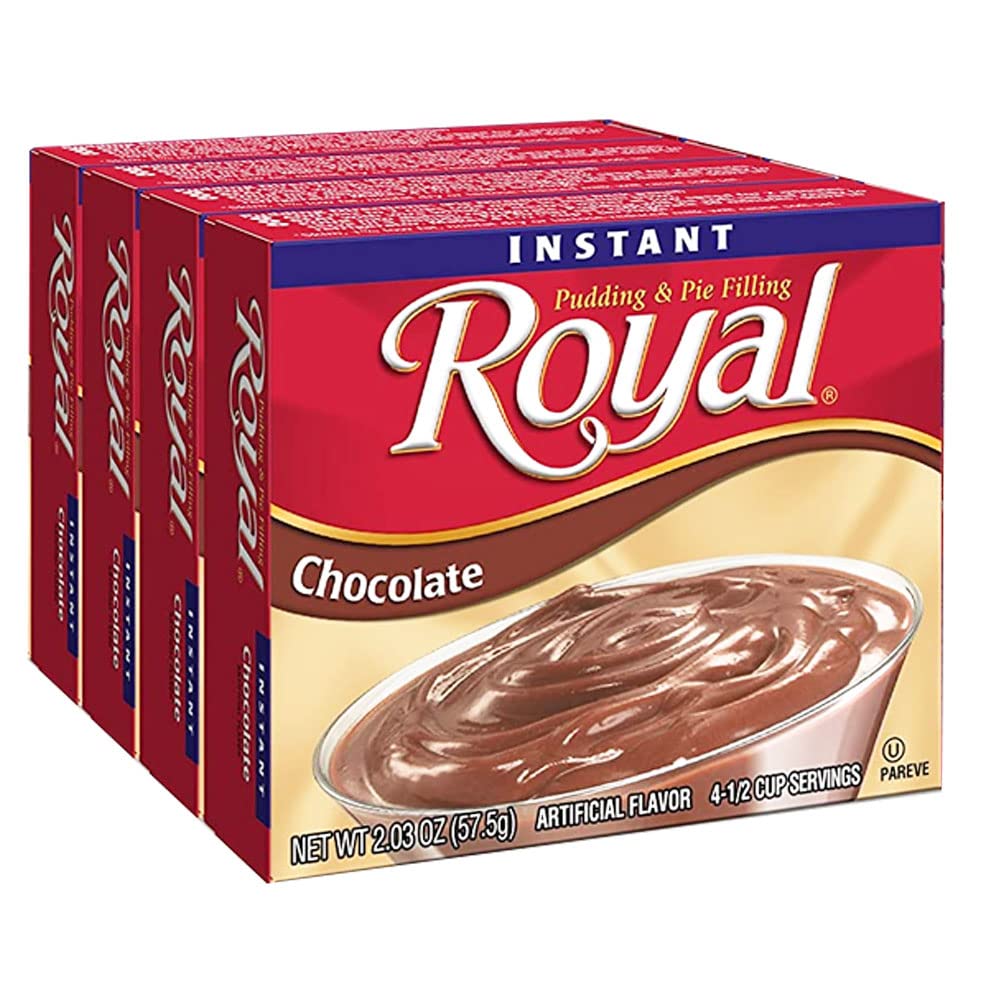 Generic Royal Instant Pudding Chocolate Dessert Mix, 4 Packs, 2.03oz Each, Kosher Pareve, Red