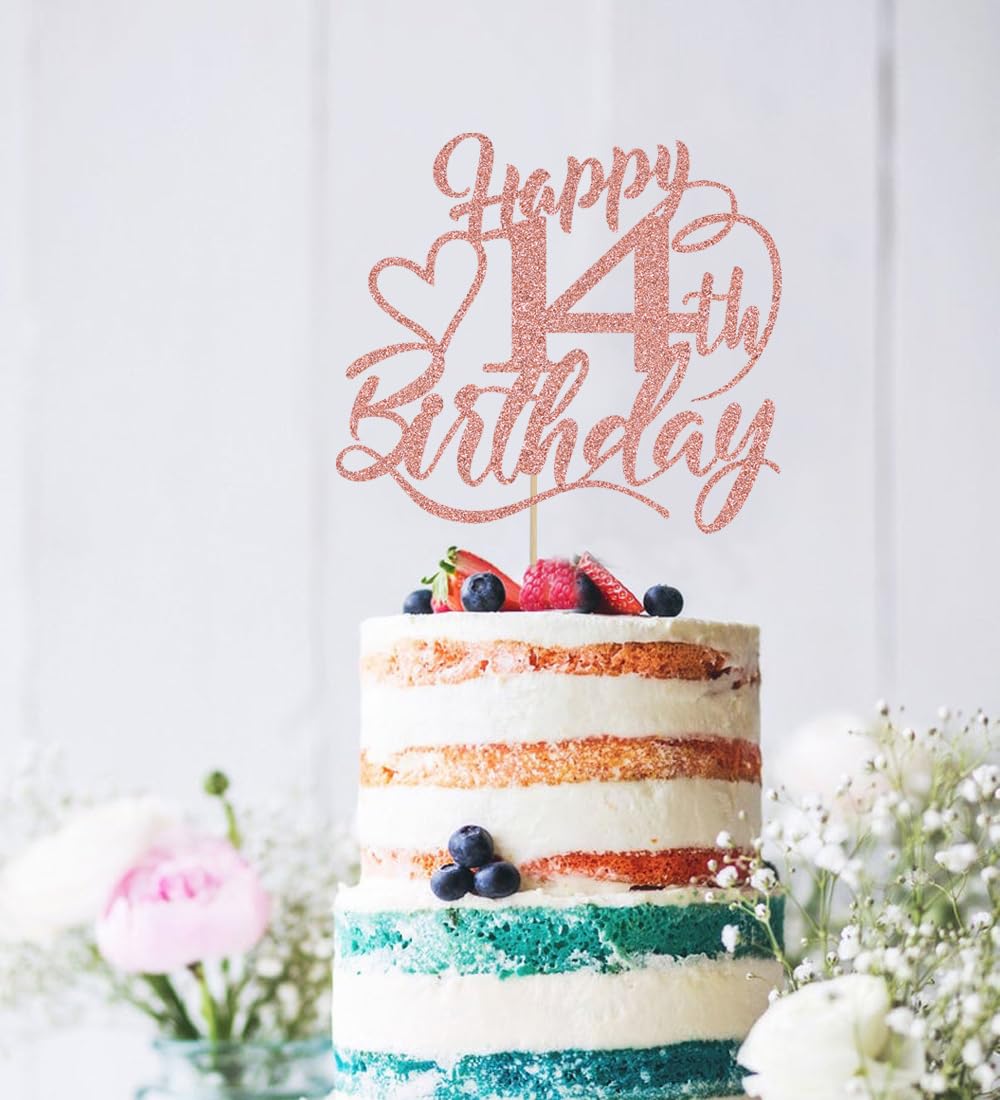 Happy 14Th Birthday Cake Topper For 14Th Men And Women Birthday Party Decorations