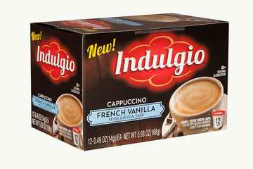 Indulgio French Vanilla Cappuccino Single Serve Pods for Keurig, 12 Count (Pack of 6), Compatible with 2.0 Keurig Brewers