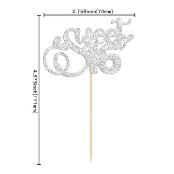 24Pcs Happy Sweet 16 Cupcake Toppers Glitter Sixteen 16Th Birthday Cupcake Picks Cheers To 16 Years Old Cupcake Decorations For