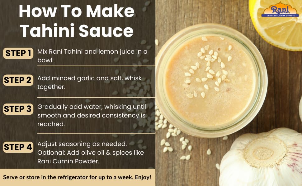Rani Sesame Tahini (Sesame Butter) 16Oz (1Lb) 454G, Pack Of 2, Glass Jar, Vegan, No Added Sugar, No Sodium ~ Gluten Free | Non-G
