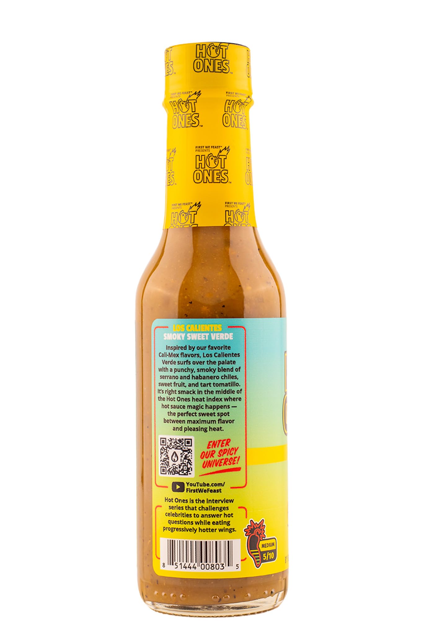 HOT ONES Los Calientes Verde Hot Sauce, Made with Natural Ingredients, 5 fl oz, Model 0851444008035