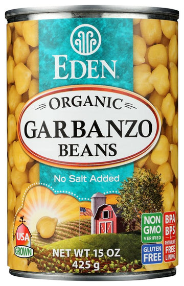 Eden Organic Garbanzo Beans, No Salt Added, 15 Ounce (Pack of 12)