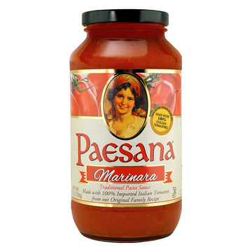 Paesana Traditional Marinara Pasta Sauce - Gluten Free, Vegan Friendly and made with 100% Imported Italian Tomatoes - Packed in