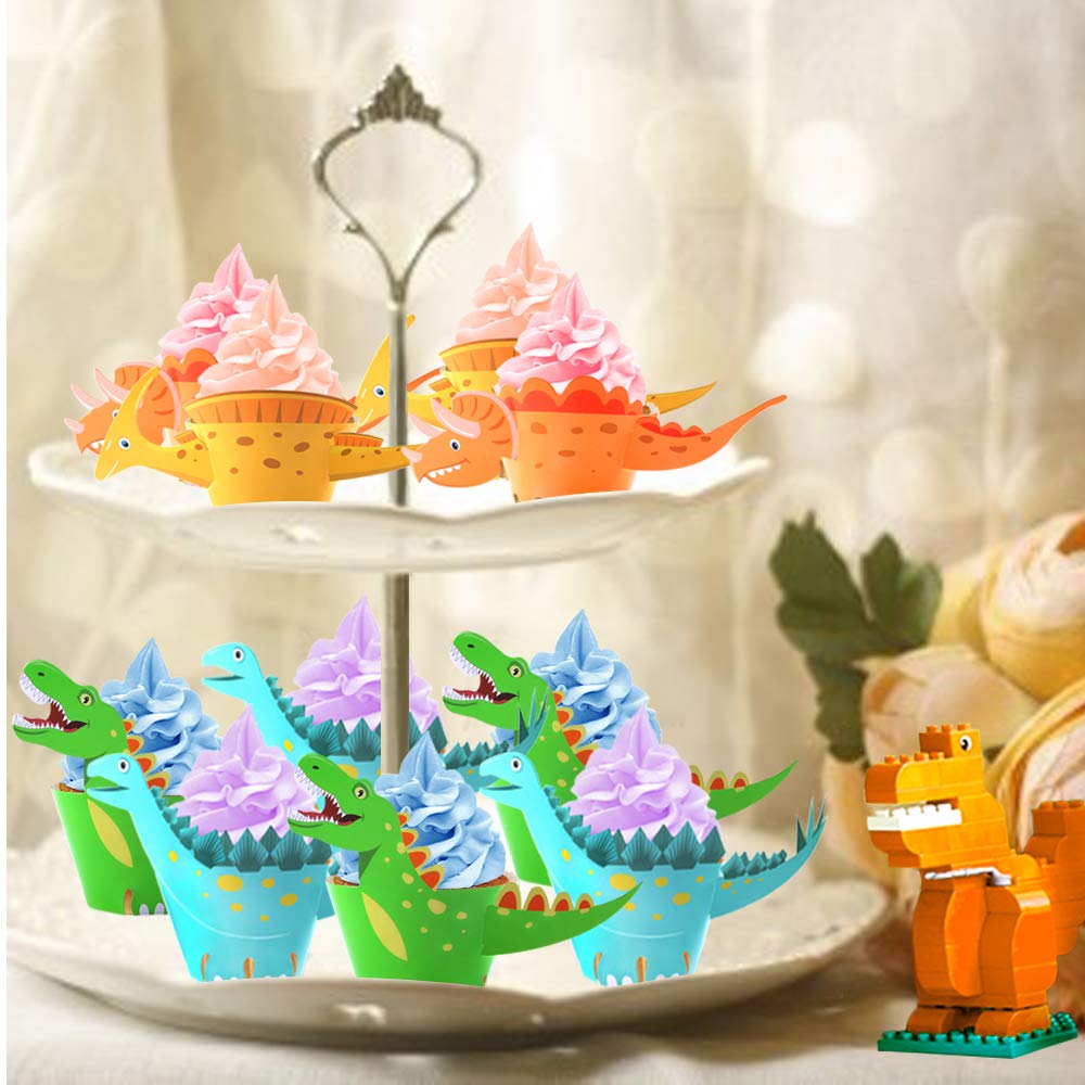 Dinosaur Cupcake Wrappers Toppers(48Pack),Konsait Little Dino Cupcake Toppers Cake Table Decorations Party Supplies For Boys Kids Birthday Party Decor Favors