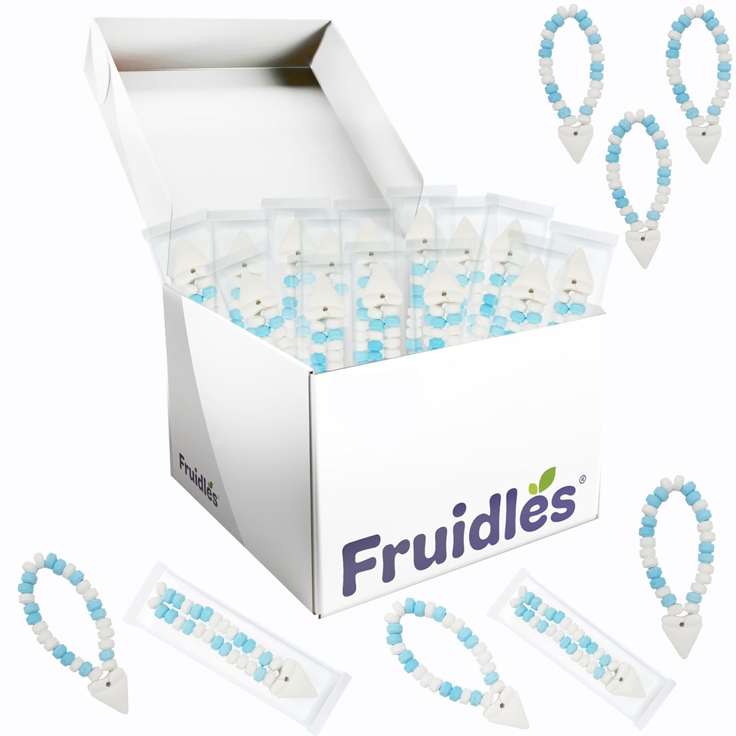 Fruidles Shark Tooth Candy Bracelet, Edible Hard Candy, 48-Pack, Multicolor Fruit-Flavored Party Favors