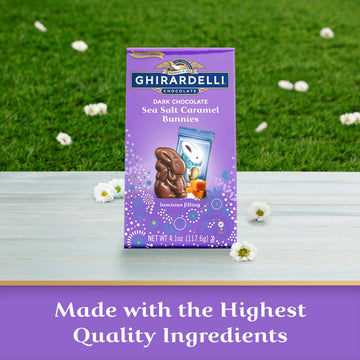 Ghirardelli Dark Chocolate Sea Salt Caramel Bunnies, Bunny Shaped Chocolate With Sea Salt Caramel, 4.1 Oz Bag