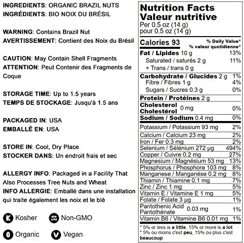 Food To Live Organic Dry Roasted Brazil Nuts, 1 Pound Non-Gmo, Whole, Unsalted, Oven Roasted, No Oil Added, Vegan, Kosher. Good