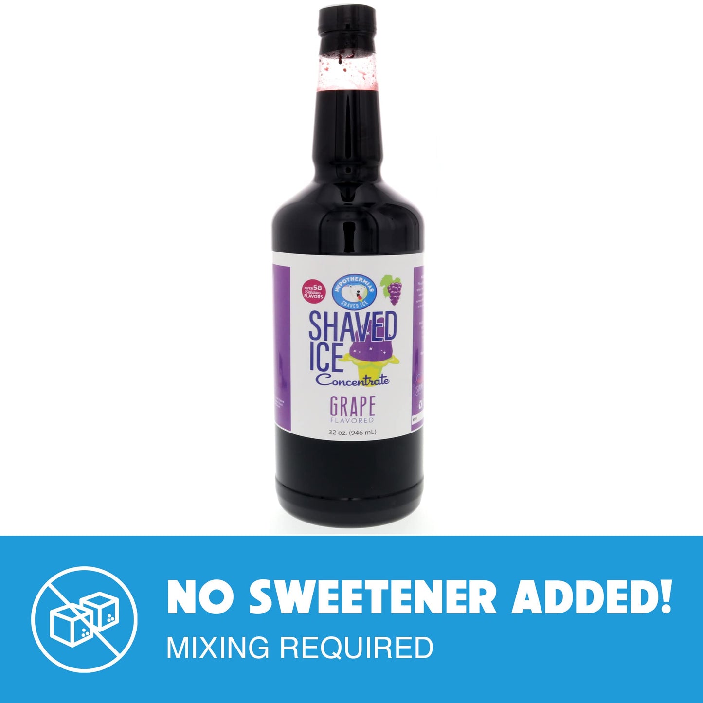 Hypothermias Shaved Ice Syrup Concentrate - G  Flavor - 32 Fl Oz - Makes 8 Gallons - Unsweetened, Requires Sweetener and Water