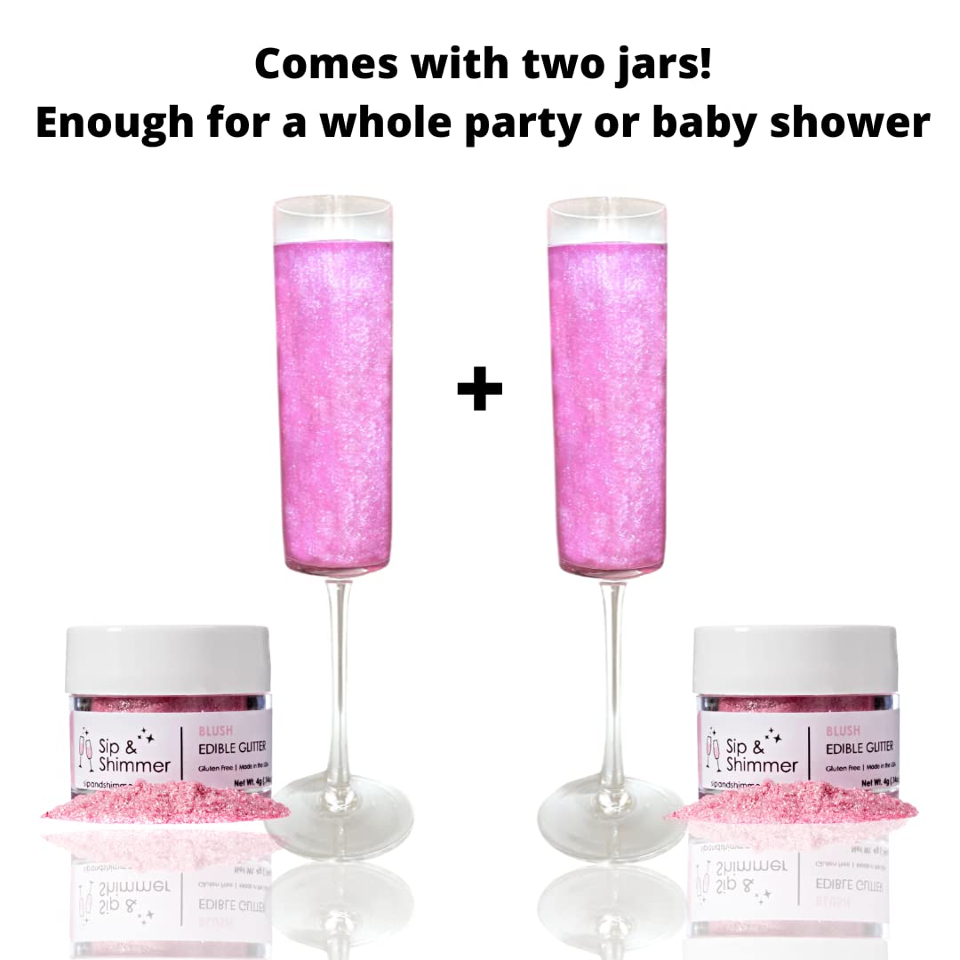 Sip & Shimmer Edible Glitter for Drinks - Food-Grade Cocktail Glitter - Light Pink - 2 Pack - Kosher, Nut-Free, Gluten-Free
