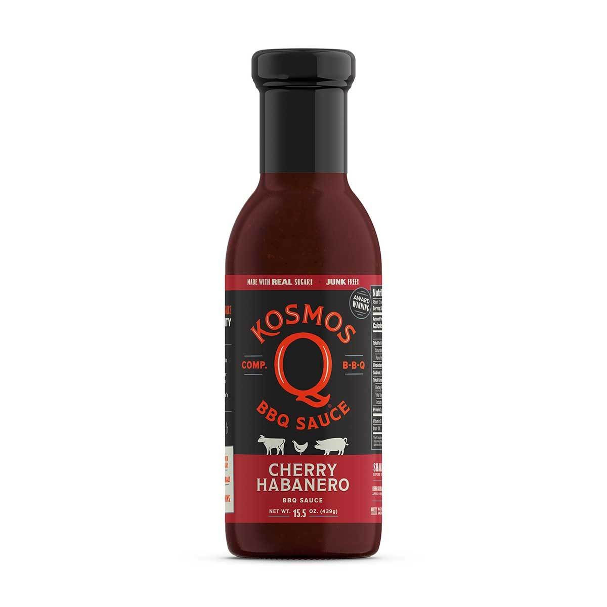 Kosmos Q Cherry Habanero BBQ Sauce - 15.5 Oz Bottle for BBQ & Marinades w/ Sweet and Spicy Flavor - Thick Barbecue Sauce for Ten