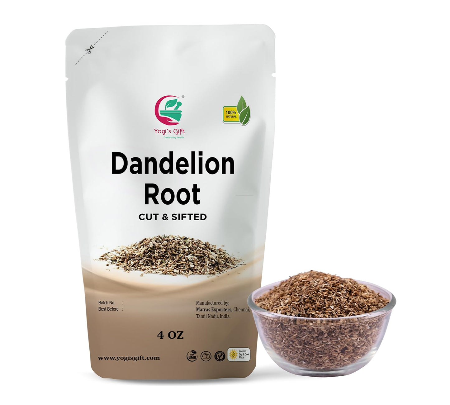 YOGI’S GIFT Dandelion Root Cut and Sifted Loose Root 4 oz - Natural Herbal Supplement