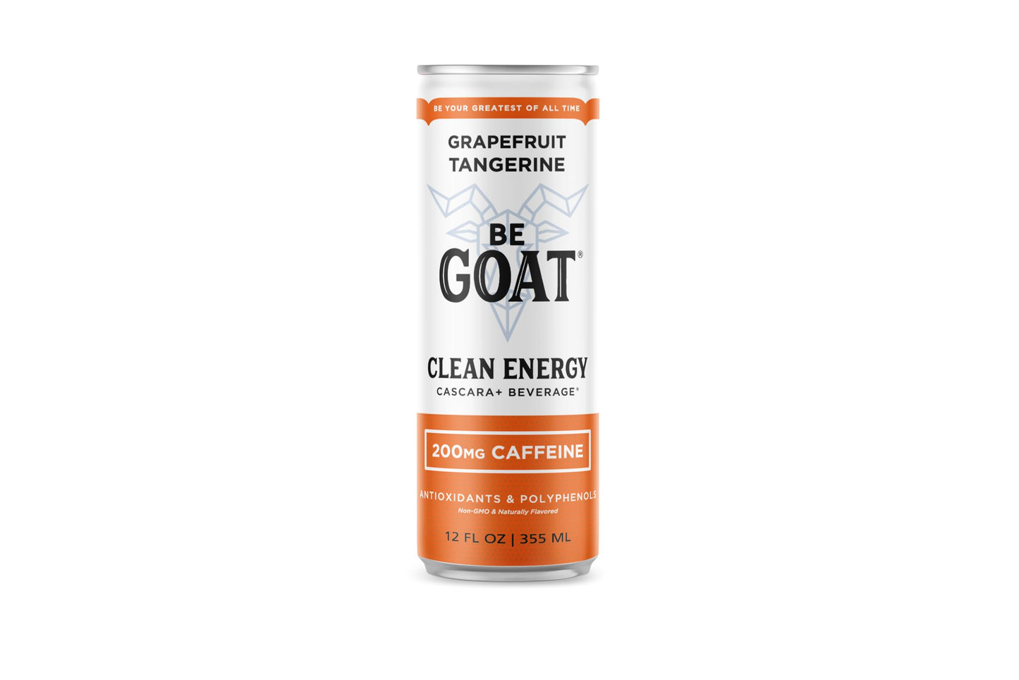 BeGOAT CLEAN Energy Drink - G fruit Tangerine, 200 Mg Caffeine, Vegan, Gluten-Free, 12 Fl OZ, Pack of 12