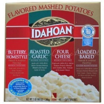 Idahoan Variety Pack Flavored Mashed Potatoes, Made with Gluten-Free 100-Percent Real Idaho Potatoes, 4oz (Pack of 12)