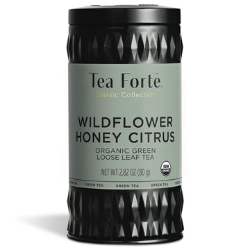 Tea Forte Wildflower Honey Citrus Organic Green Tea, Makes 35-50 Cups, 2.82 Ounce Loose Leaf Tea Canister