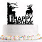 Ximoogoooz Hunting Birthday Cake Topper - Hunter In Tree Stand Aiming The Deer - Camping Themed Deer Hunter Cake Topper For Men'