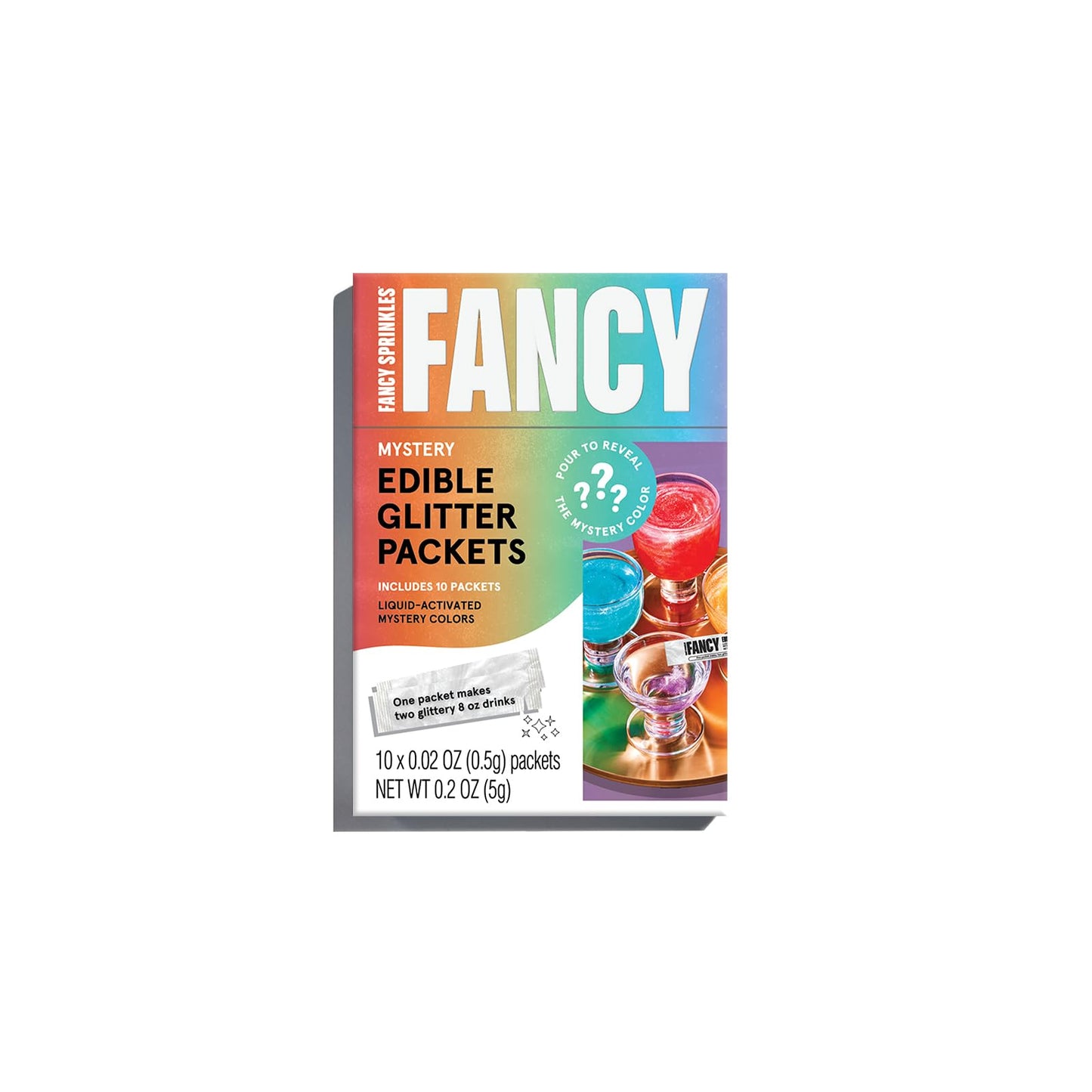 Fancy Sprinkles Edible Glitter Packets - Portable for Drinks, 1 Pack, Mystery Colors