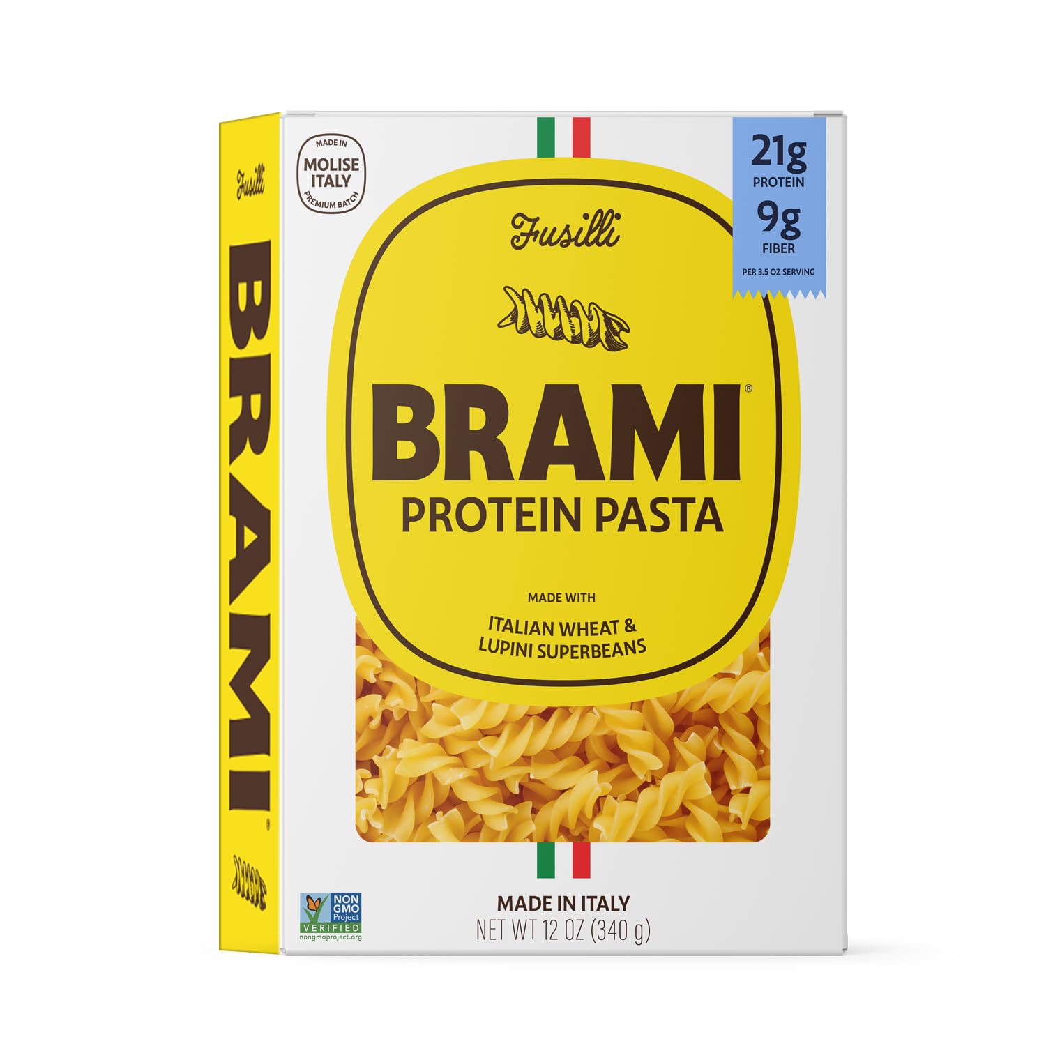 Brami Fusilli Italian Protein Pasta | Low Carb | High Fiber | High Protein | Non-GMO | Keto | Made in Italy | Dry Pasta | Semoli